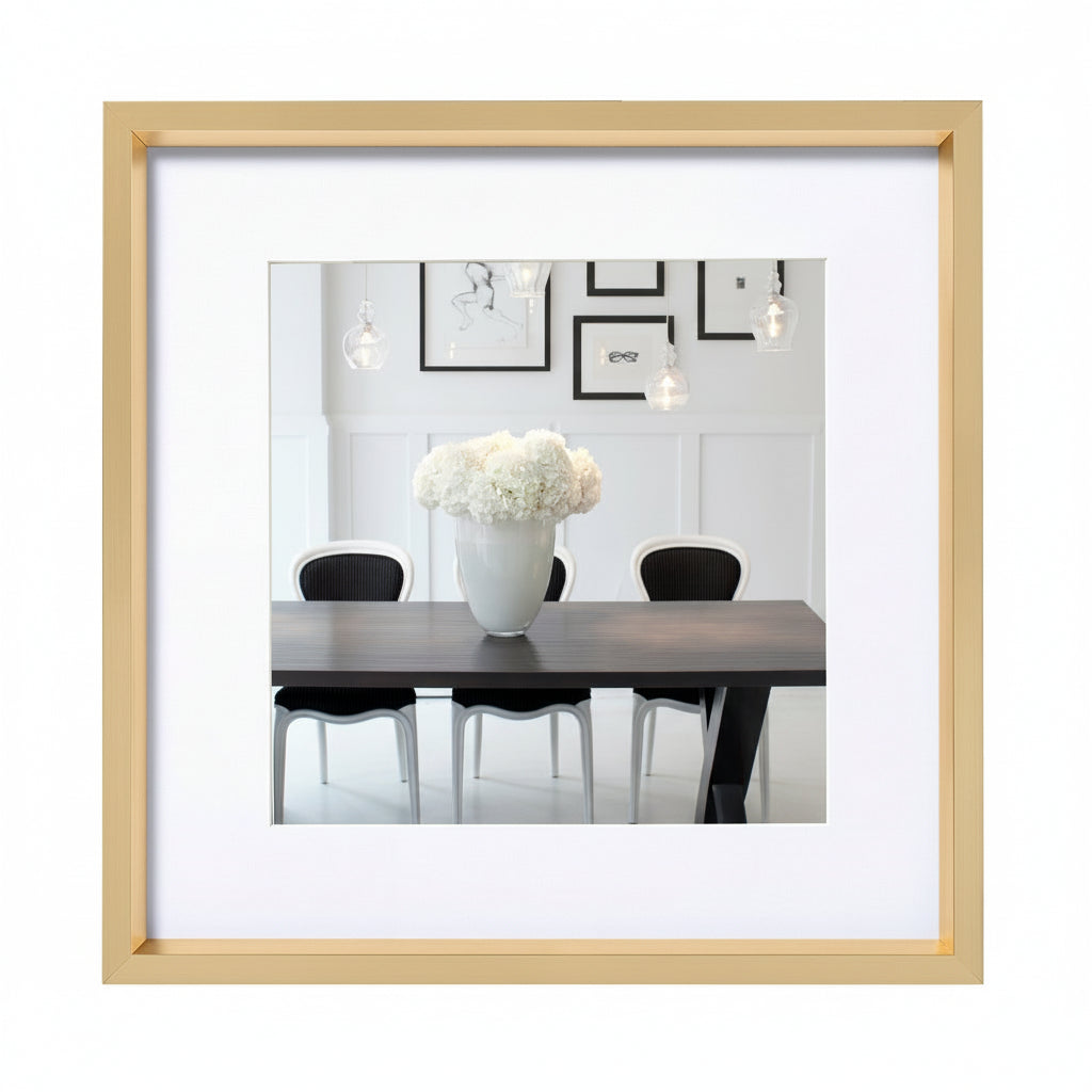 Walther Steel Style Gold Plastic Photo Picture Frame 21x21cm with Mount