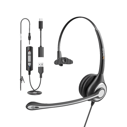 Wantek H600 USB‑C Noise‑Cancelling Professional Wired Headset for Business