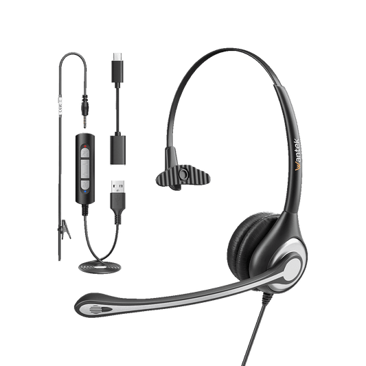 Wantek H600 USB‑C Noise‑Cancelling Professional Wired Headset for Business