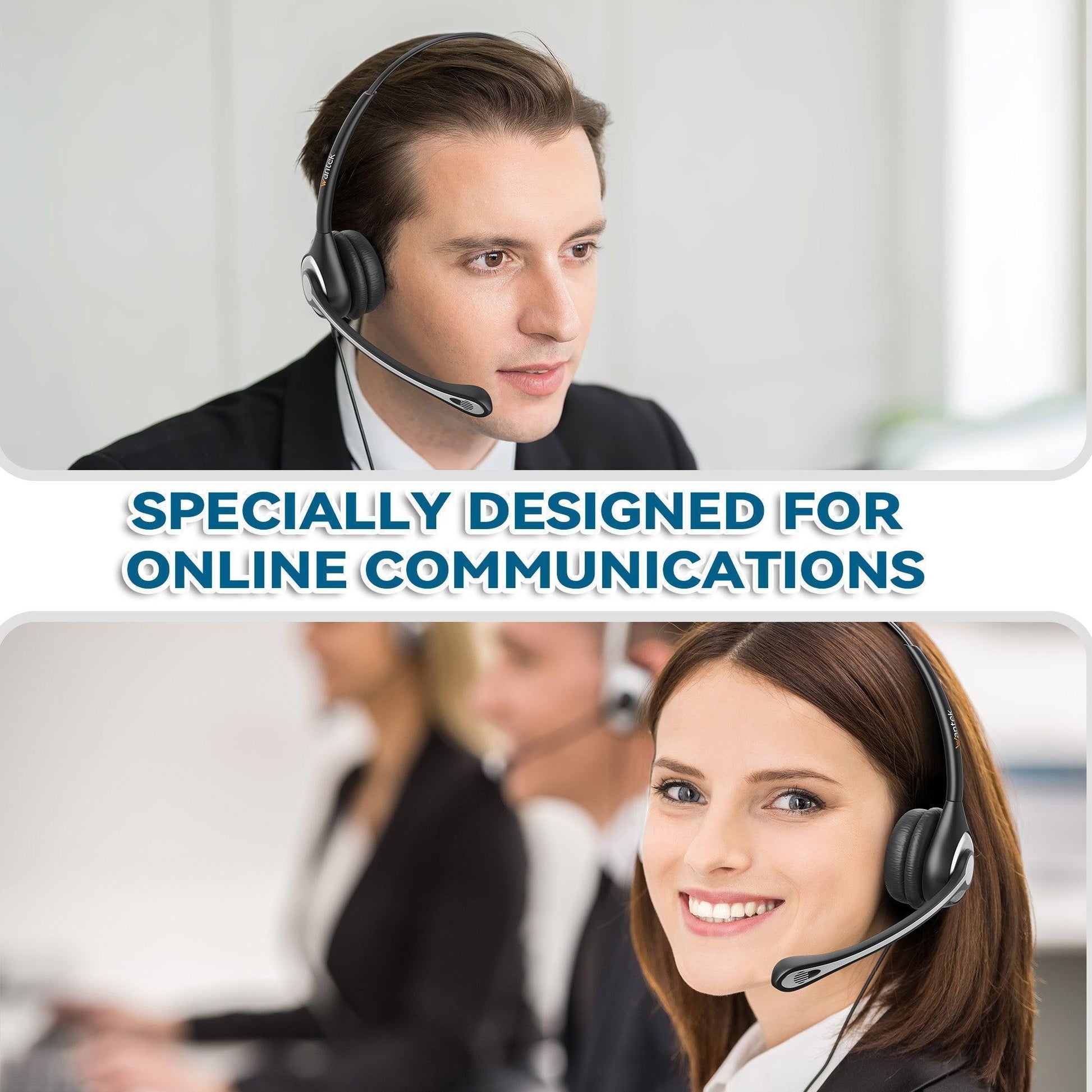 Wantek H600 USB‑C Noise‑Cancelling Professional Wired Headset for Business