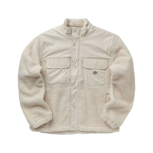 Dickies Pinesdale Men's Beige Fleece Jacket: Soft, Warm, Durable Utility Overshirt
