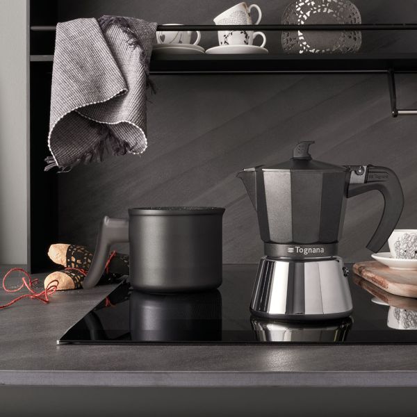 Ultra Class Induction 3-Cup Stovetop Espresso Maker, Black Aluminum