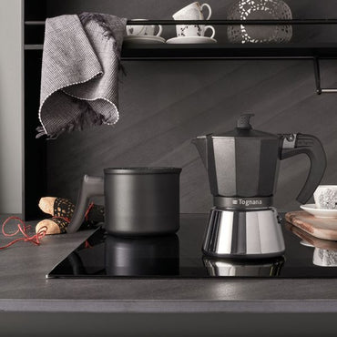 Ultra Class Induction 3-Cup Stovetop Espresso Maker, Black Aluminum