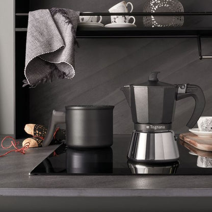 Ultra Class Induction 3-Cup Stovetop Espresso Maker, Black Aluminum