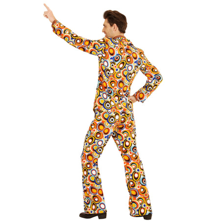 Groovy 70s Disco Bubbles Men's Costume - Retro Orange Pattern Outfit