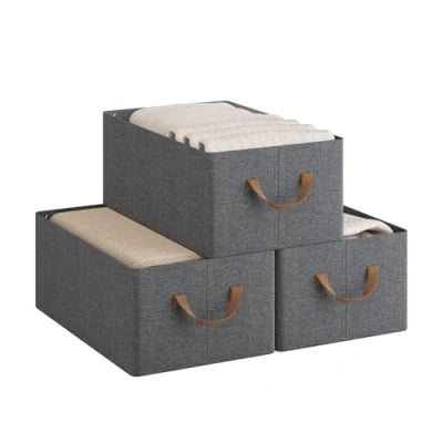 WOLTU 3-Pack Gray Fabric Storage Bins, Foldable Stackable Organizer Cubes, Home Storage Solutions