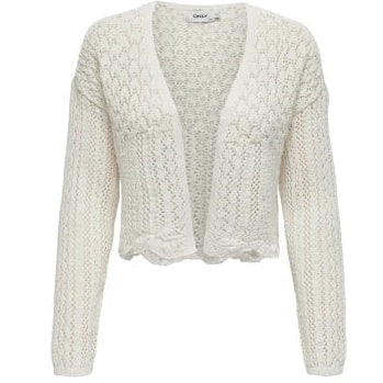 ONLY Onlnola LIFE Women's Open Cardigan - Cloud Dancer - Soft Knit