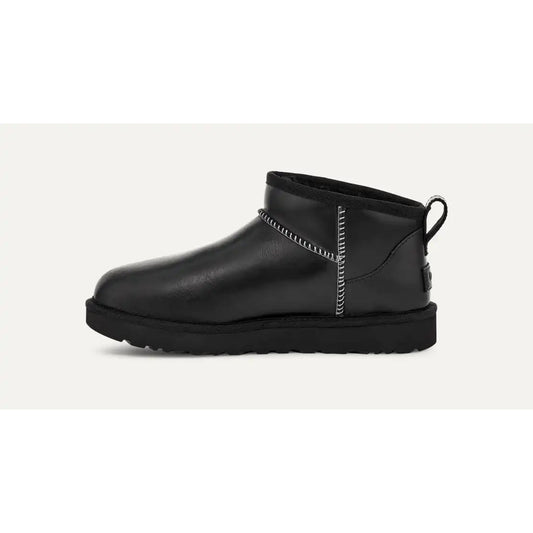 UGG black leather slip-on winter boot