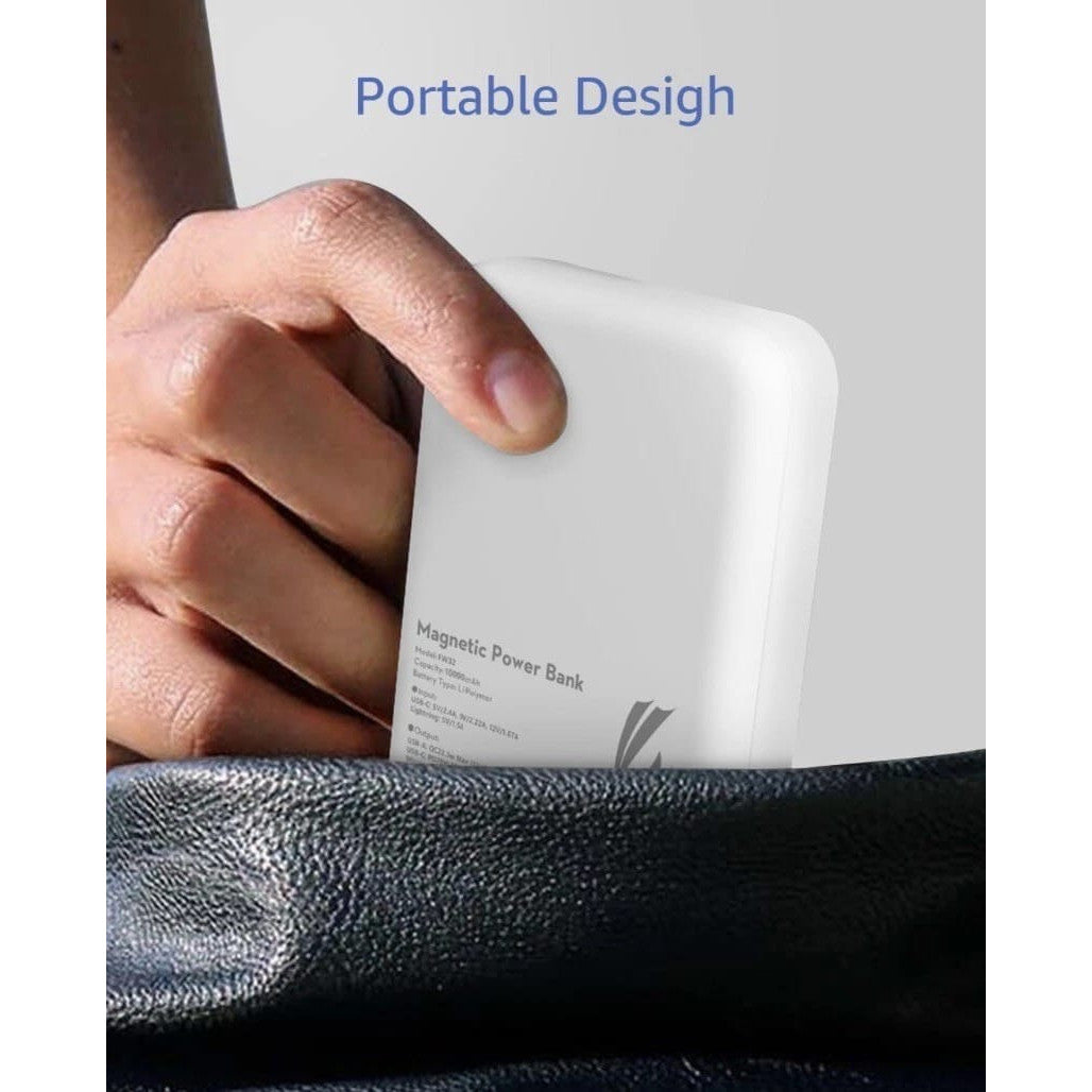 LL TRADER Magnetic Wireless Power Bank, Wireless Portable Charger with USB/USB-C Cable