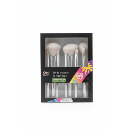 Cien® Beauty 9‑Piece Silver Cosmetic Brush Set