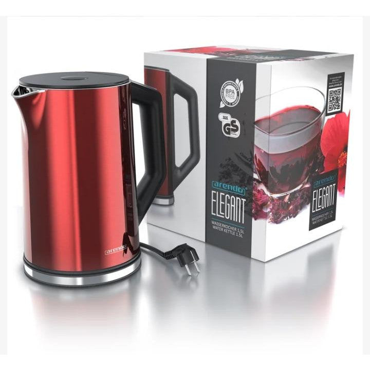 Arendo Stainless Steel Electric Kettle 1.5L 2200W Dual Wall
