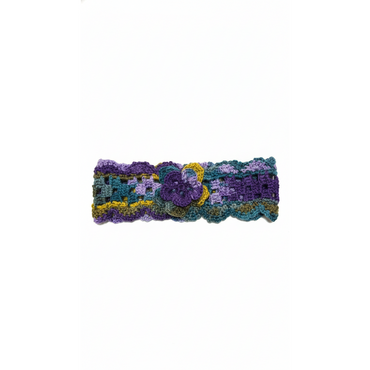 Handmade Crochet Multi-color Headband with Floral Accent