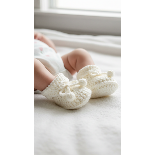 Handmade Crochet Baby Off-White Booties