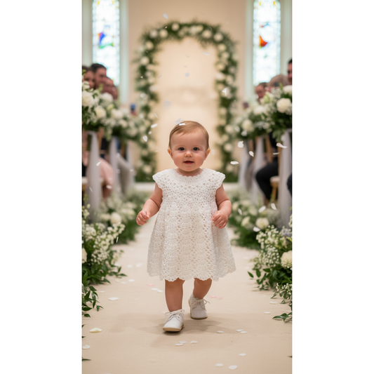 Handmade Crochet Baby Off-White Dress