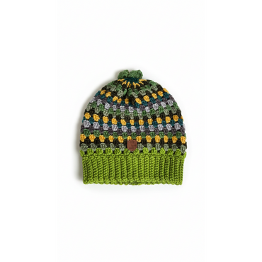 Handmade Crochet Baby Hat & Blanket Set – Green Multicolor