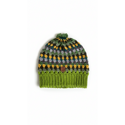 Handmade Crochet Baby Hat & Blanket Set – Green Multicolor