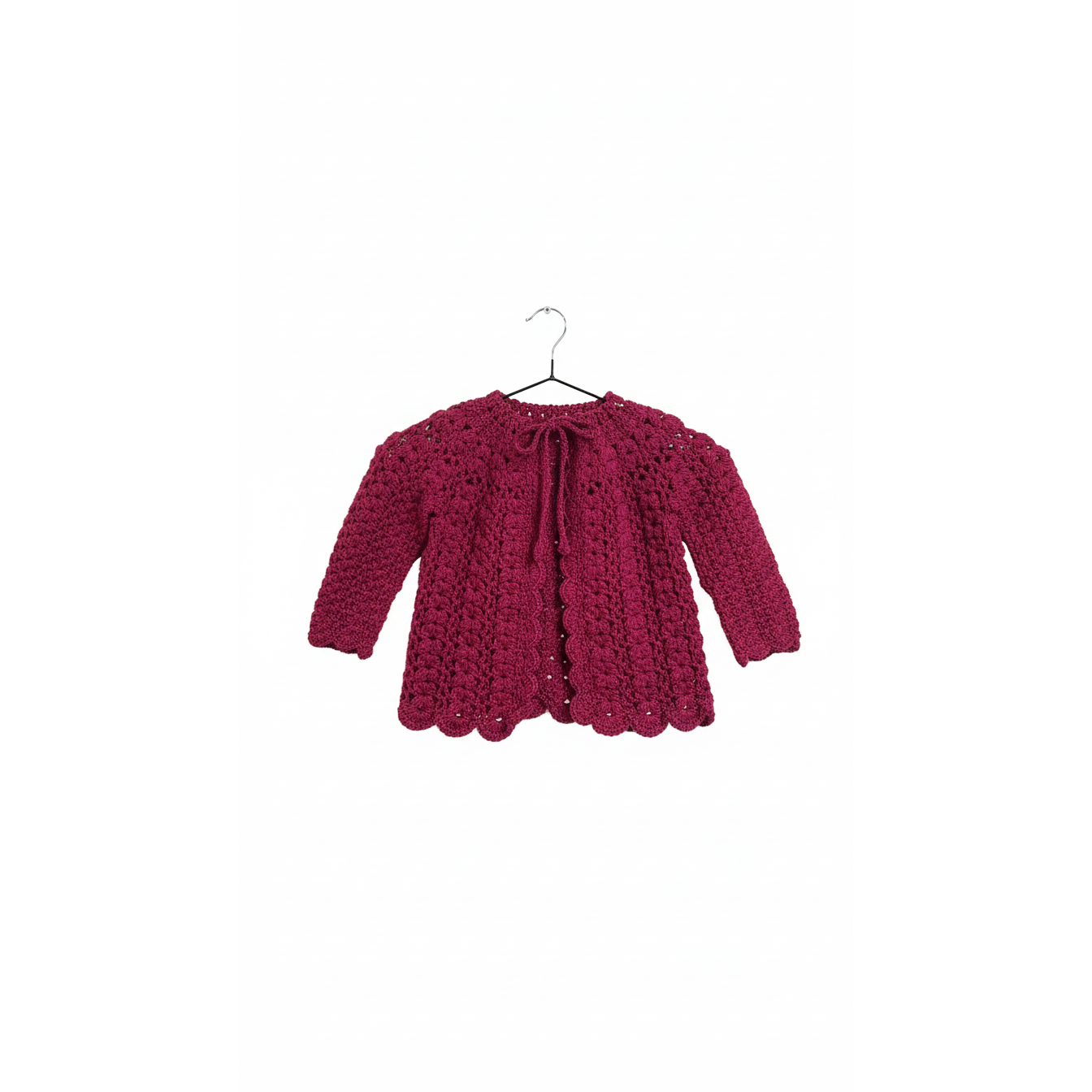 Handmade Crochet Baby Burgundy Cardigan