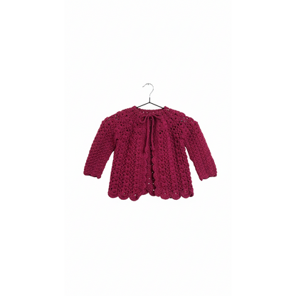 Handmade Crochet Baby Burgundy Cardigan