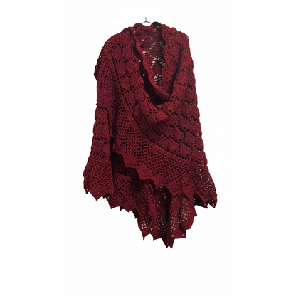 Handmade Crochet Burgundy Shawl