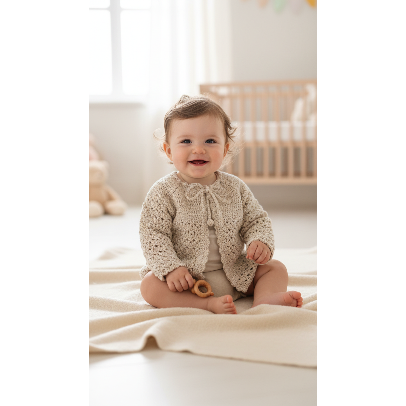 Handmade Crochet Baby Mint Green Cardigan