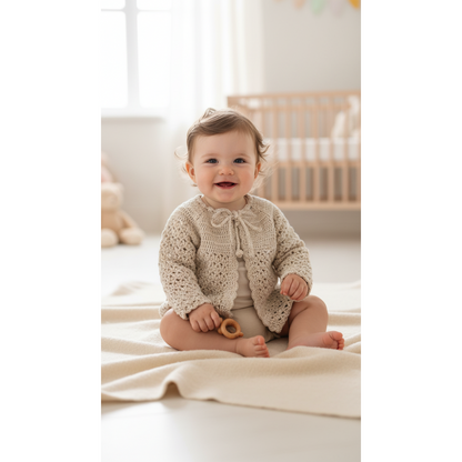 Handmade Crochet Baby Mint Green Cardigan