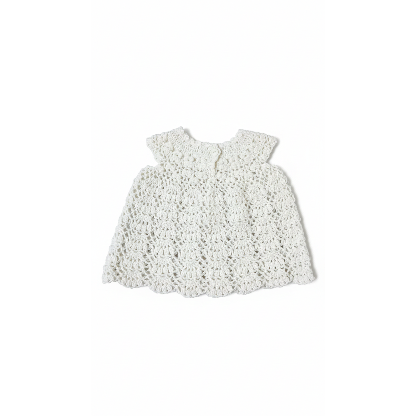 Handmade Crochet Baby Off-White Dress