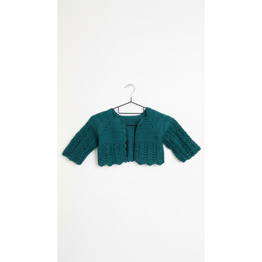 Handmade Crochet Baby Crop Dark Green Cardigan