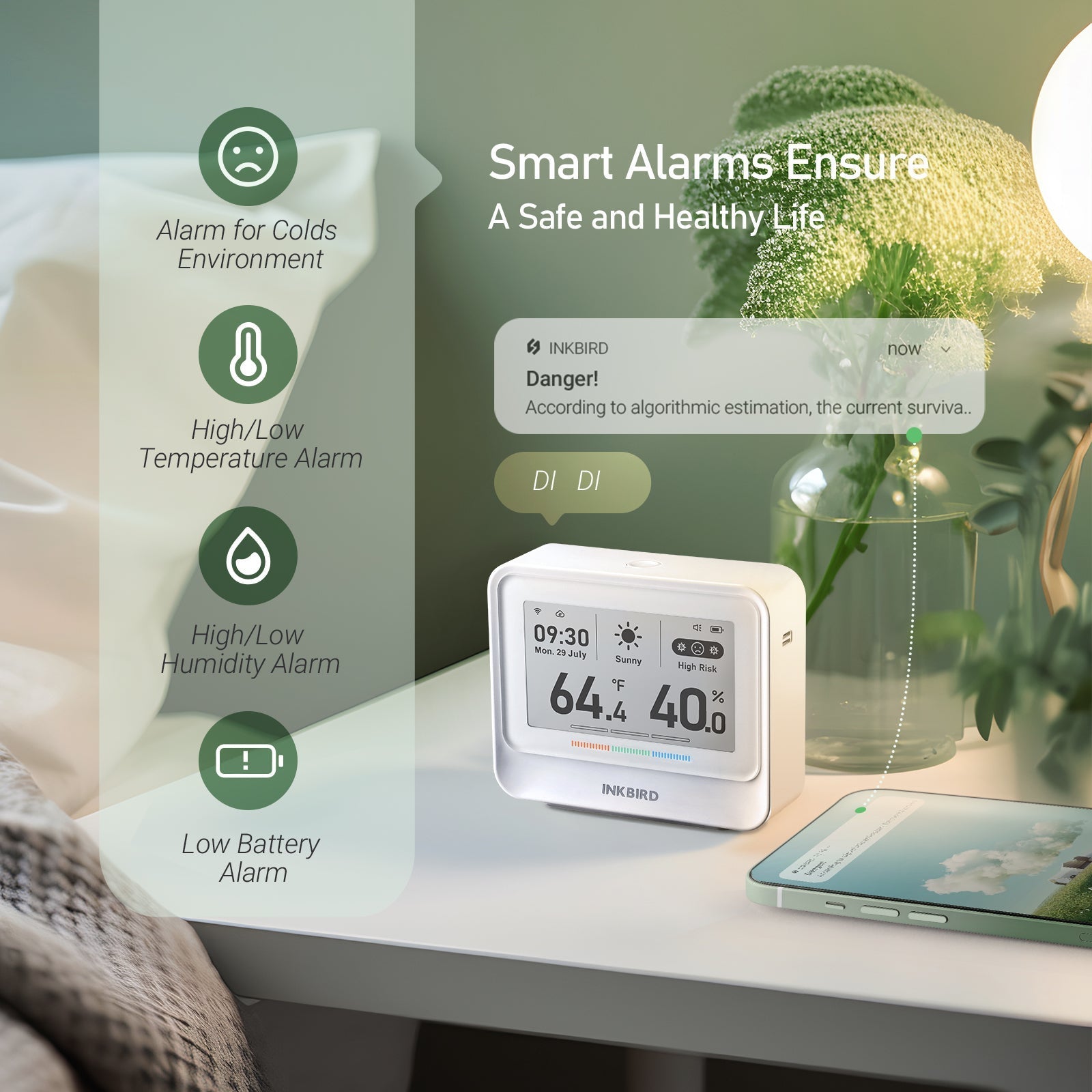 INKBIRD IBS-TH5 WiFi Hygrometer Thermometer White