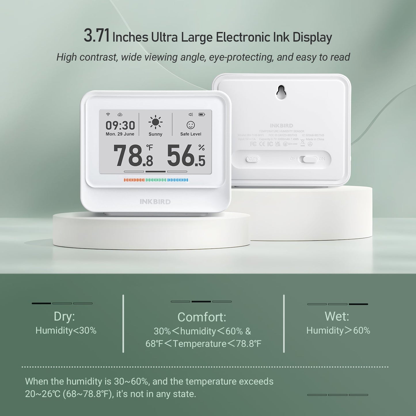 INKBIRD IBS-TH5 WiFi Hygrometer Thermometer White