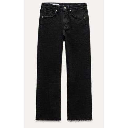 Zara Women's Black Cropped Flare Denim Jeans