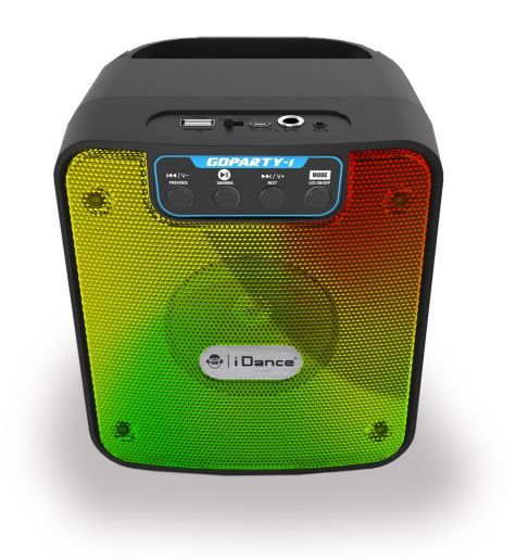 iDance GoParty-1 Portable Bluetooth Speaker with Integrated Disco LED Lighting