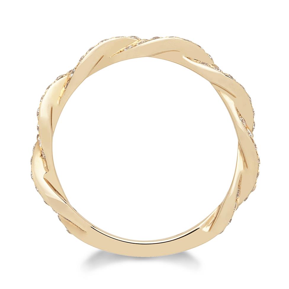 Exquisite 18ct Rose Gold Plaited Diamond Dress Ring with Pave-Set Diamonds