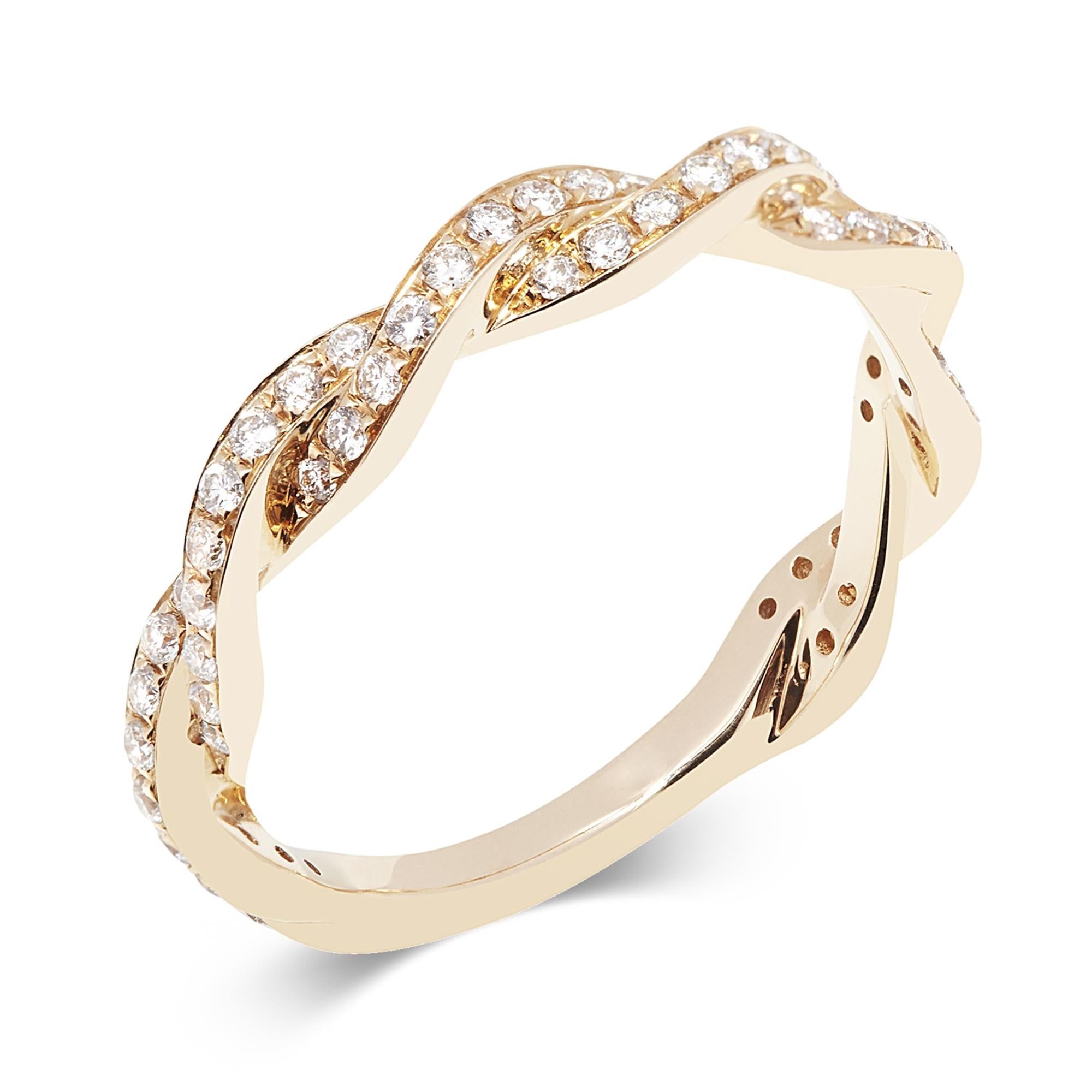 Exquisite 18ct Rose Gold Plaited Diamond Dress Ring with Pave-Set Diamonds