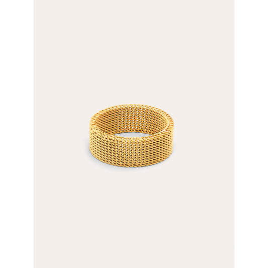Gold-Plated Mesh Stainless Steel Maxi Ring for Bold Style