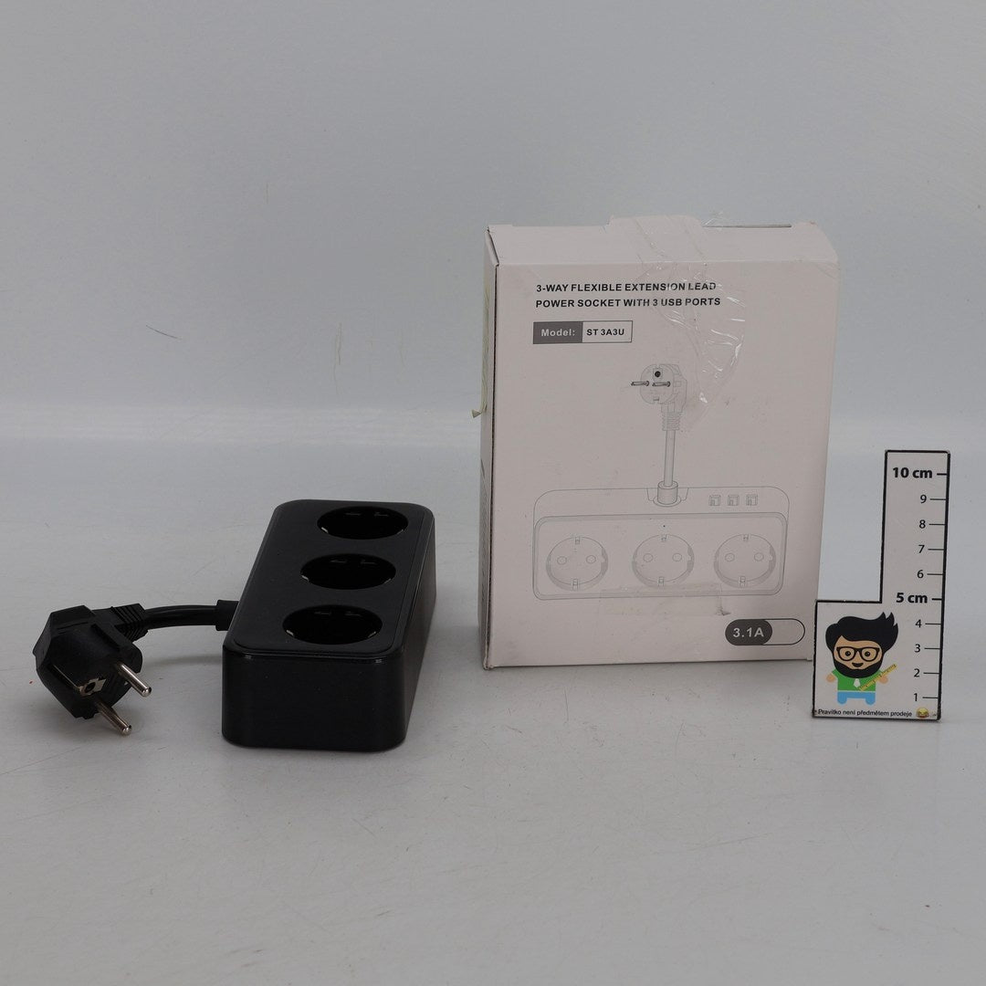 HITRENDS 3 AC 3 USB Power Strip with Integrated Cable Management Box, Black