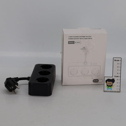 HITRENDS 3 AC 3 USB Power Strip with Integrated Cable Management Box, Black