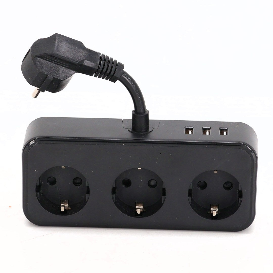 HITRENDS 3 AC 3 USB Power Strip with Integrated Cable Management Box, Black