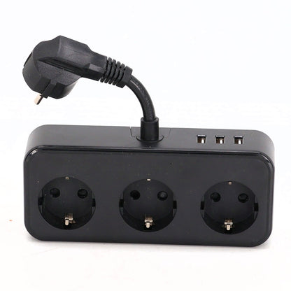 HITRENDS 3 AC 3 USB Power Strip with Integrated Cable Management Box, Black