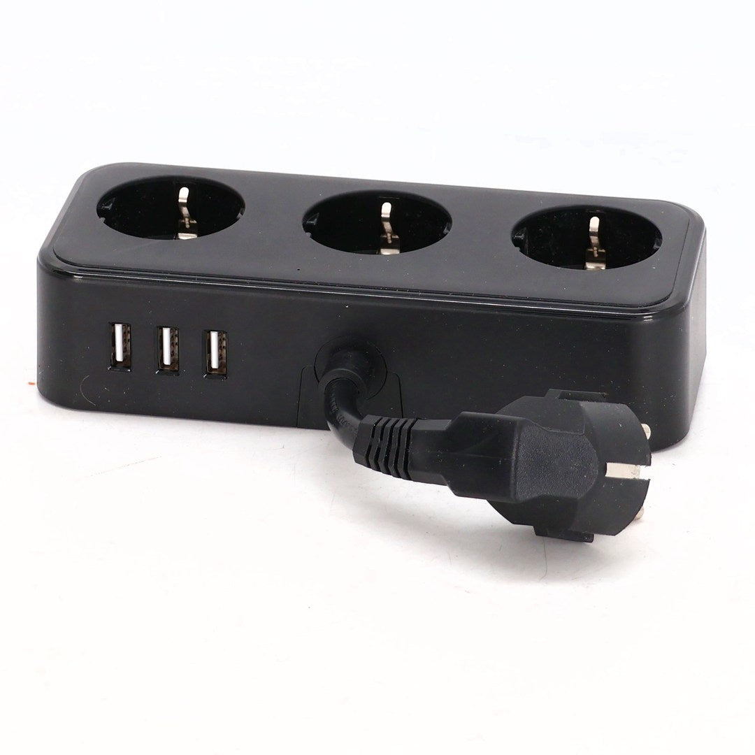 HITRENDS 3 AC 3 USB Power Strip with Integrated Cable Management Box, Black