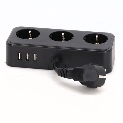 HITRENDS 3 AC 3 USB Power Strip with Integrated Cable Management Box, Black