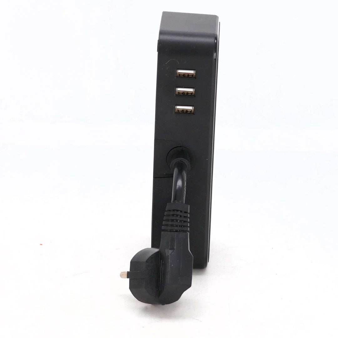 HITRENDS 3 AC 3 USB Power Strip with Integrated Cable Management Box, Black