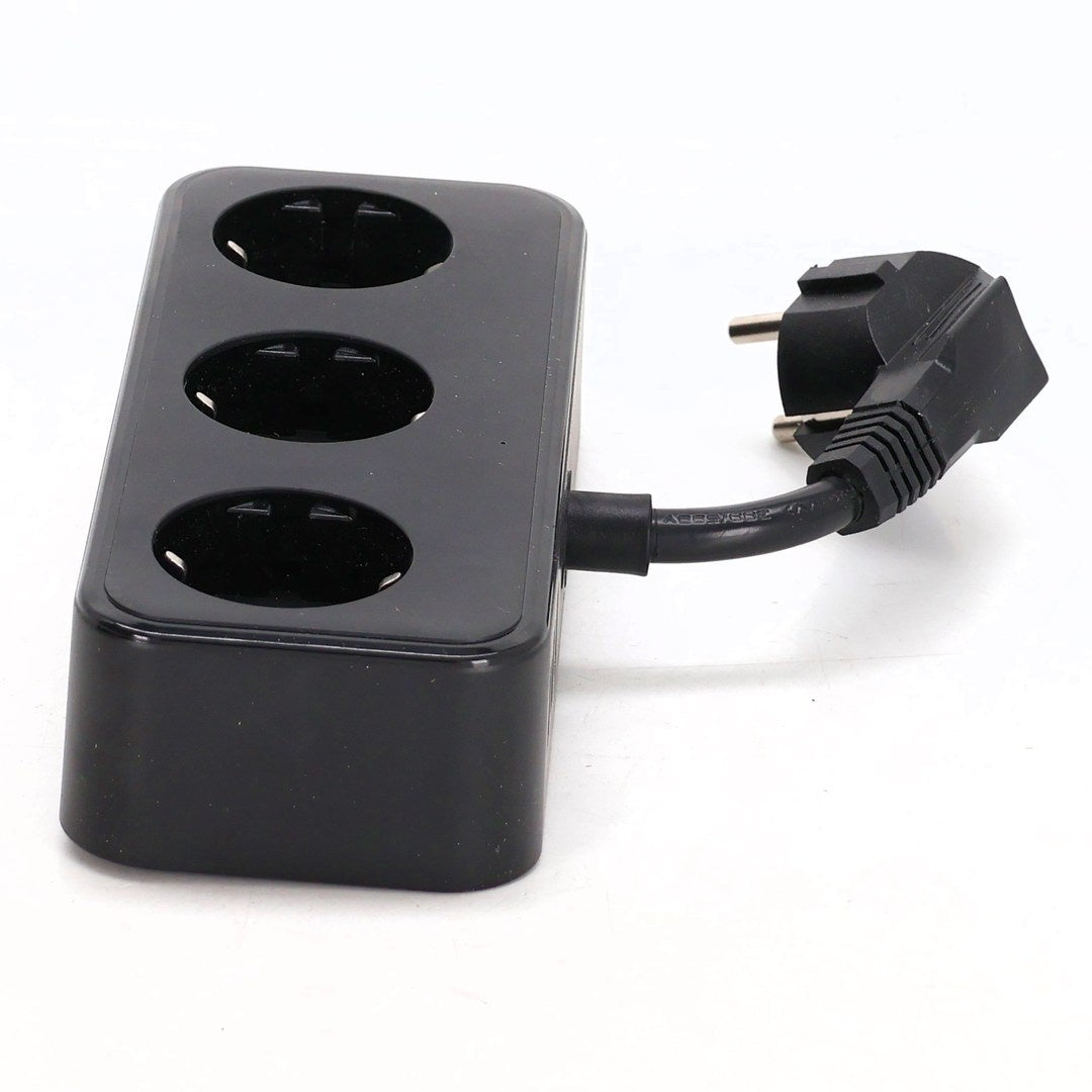 HITRENDS 3 AC 3 USB Power Strip with Integrated Cable Management Box, Black