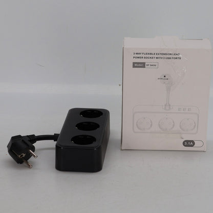 HITRENDS 3 AC 3 USB Power Strip with Integrated Cable Management Box, Black