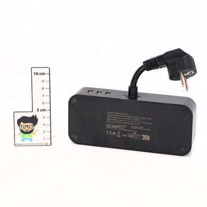 HITRENDS 3 AC 3 USB Power Strip with Integrated Cable Management Box, Black