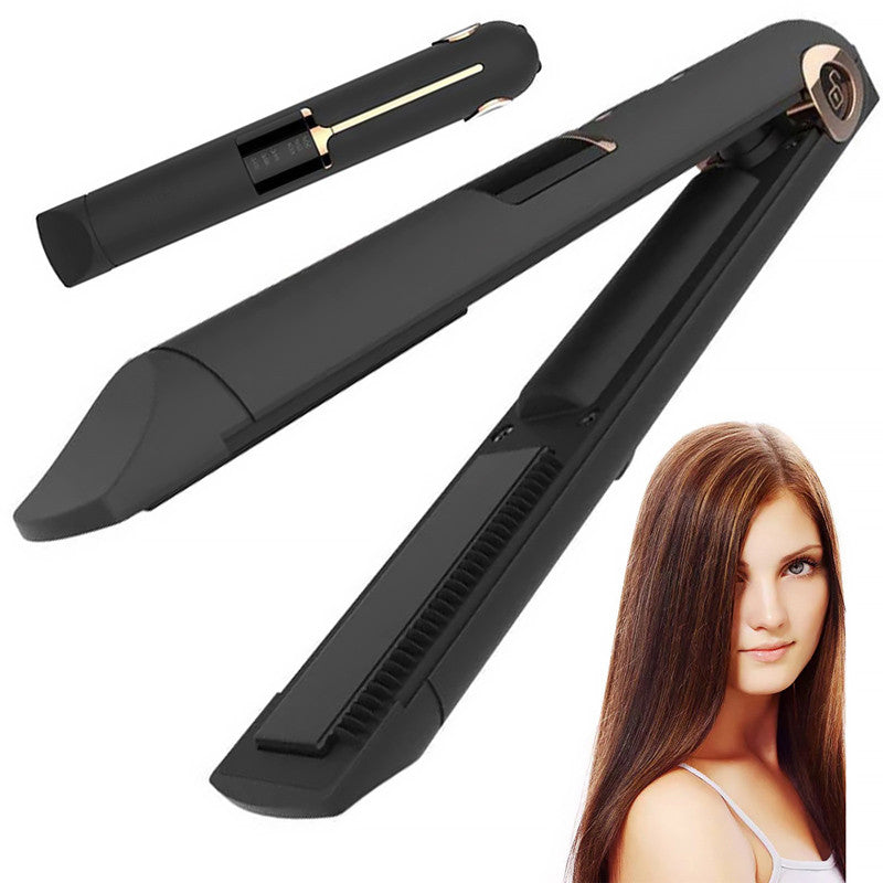 Portable Cordless Rechargeable Hair Straightener & Curler - Ceramic Plates, Fast Heat