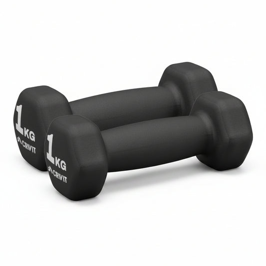 Crivit Dumbbell Set 2x1 kg Hexagonal PVC Coated